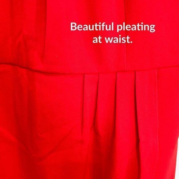 JULIA JORDAN - NWT - L Sz 8 Knot Neck Tulip Hem Midi Dress in Red Scuba Crepe ♥️ - Picture 13 of 16